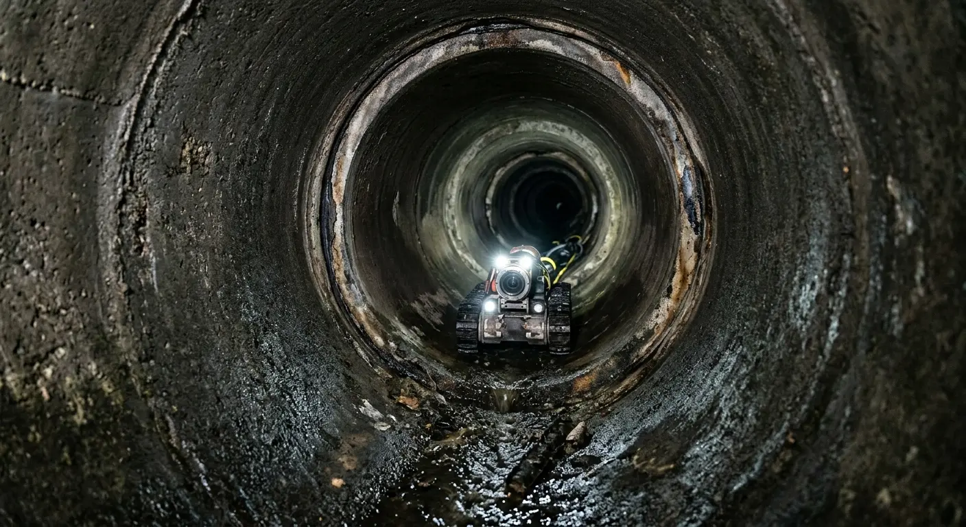 Robotic sewer camera inspecting pipe interior for Sewer Line Repair in Tequesta